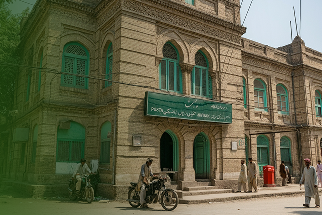 A post office located on a bustling street in karachi