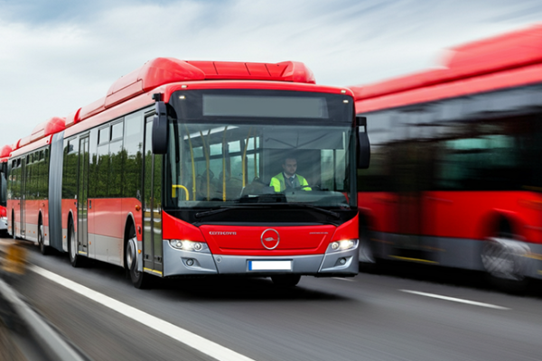 A fleet of Speedo buses in Lahore