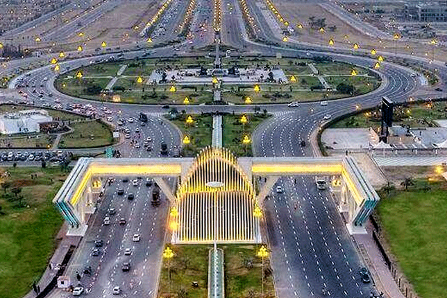 A scenic view of a gated community in Bahria Town Karachi.